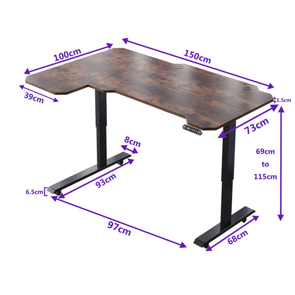 Inbox Zero Gudewill Adjustable LShaped Metal Base Standing Desk
